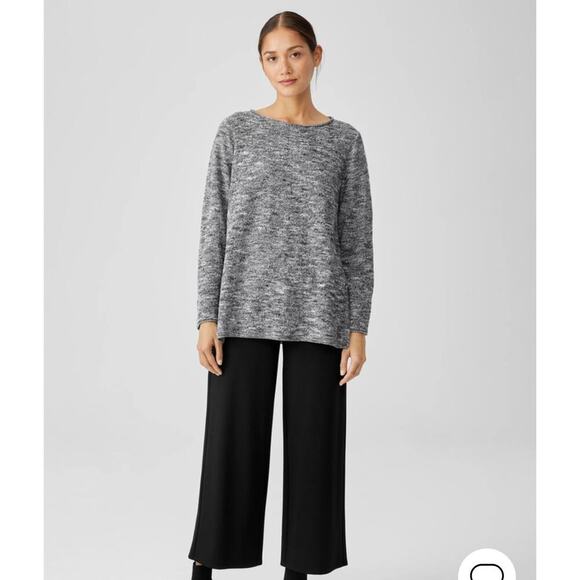 Eileen Fisher NWT slub cotton Peruvian jewel neck tunic long sleeve top size  S - Picture 2 of 9